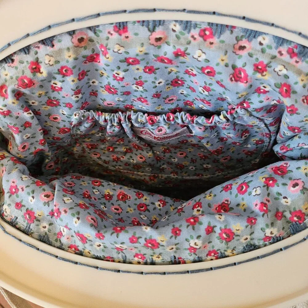 Cath Kidston Floral Embroidered Linen Handbag Purse - Picture 8 of 11